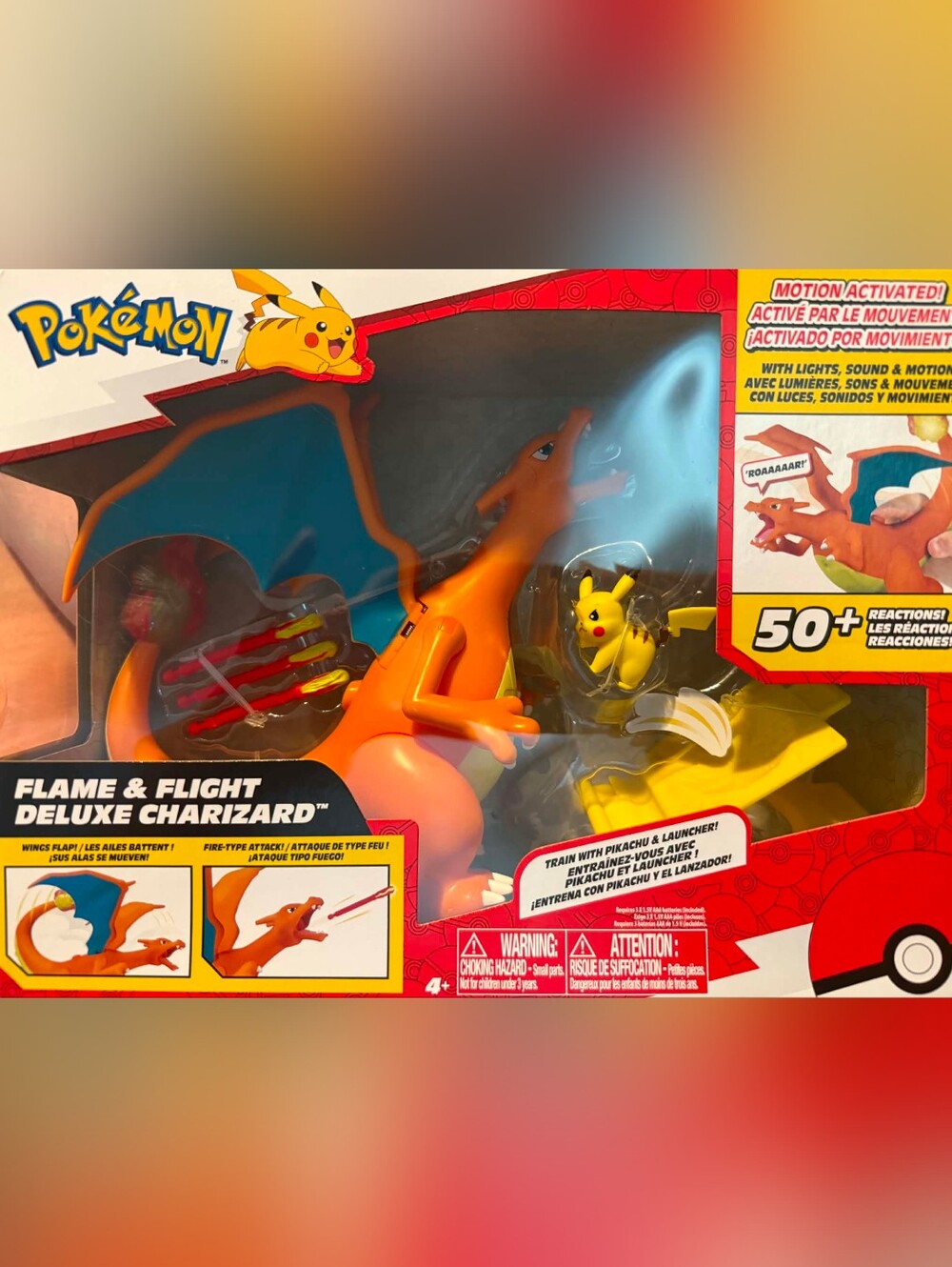 Flame & Flight Deluxe Charizard Action Figure with Pikachu - Orange/Blue